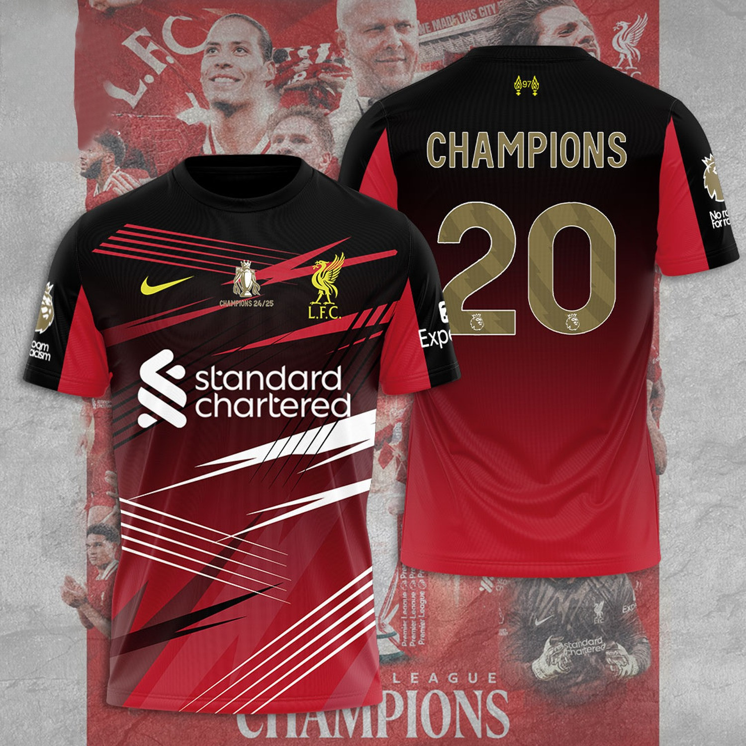 Liverpool Champions Premier League 20Th 2025 Shirt Liverpool Soccer F.C. Merch For Sale