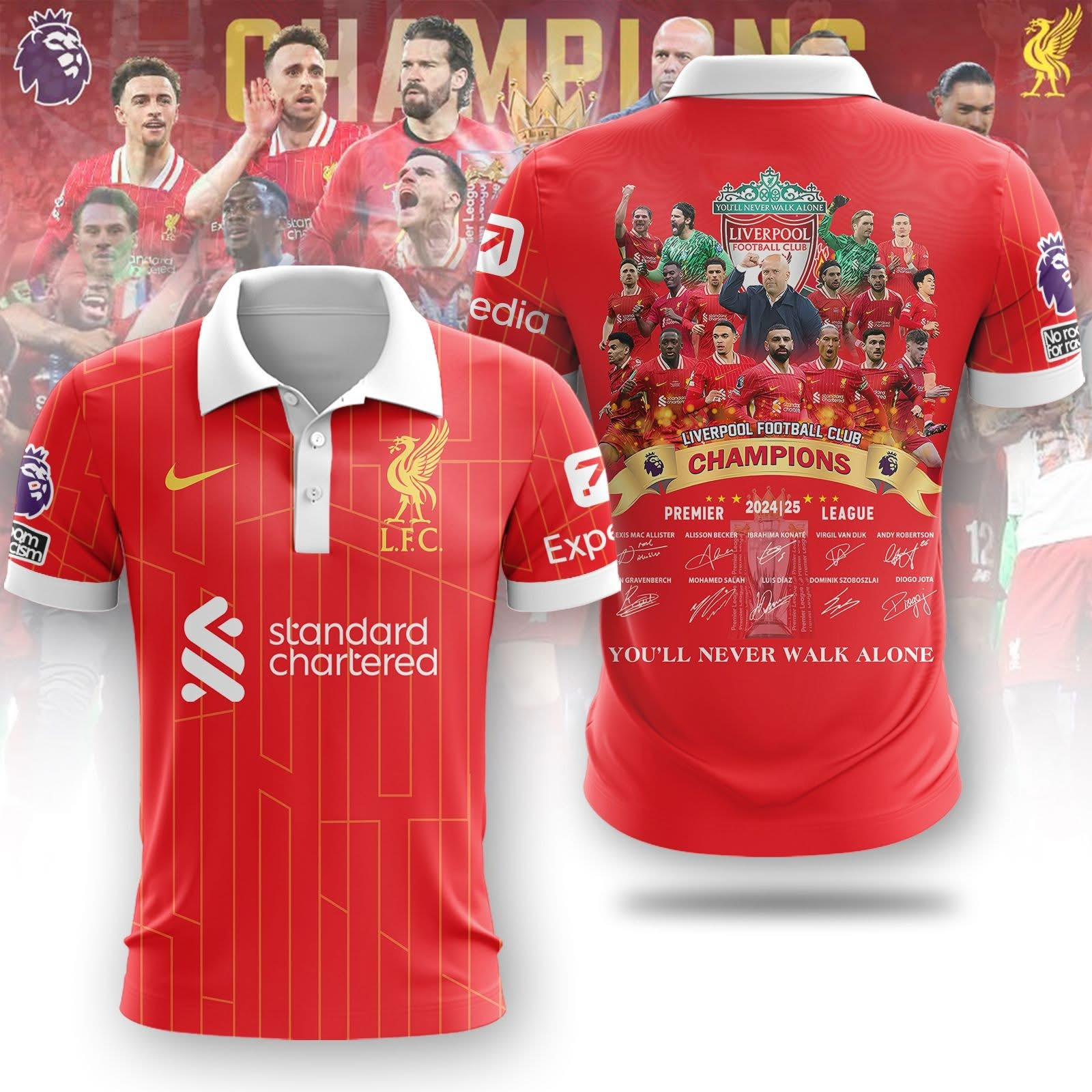 Liverpool Champions Premier League Polo Shirt 2024 2025 Liverpool FC Fan Merch Gifts