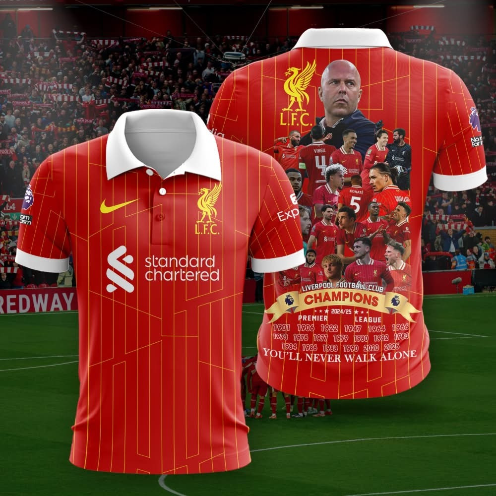 Liverpool Champions Premier League Polo Shirt 2024 25 Liverpool FC Fan Gifts For Him