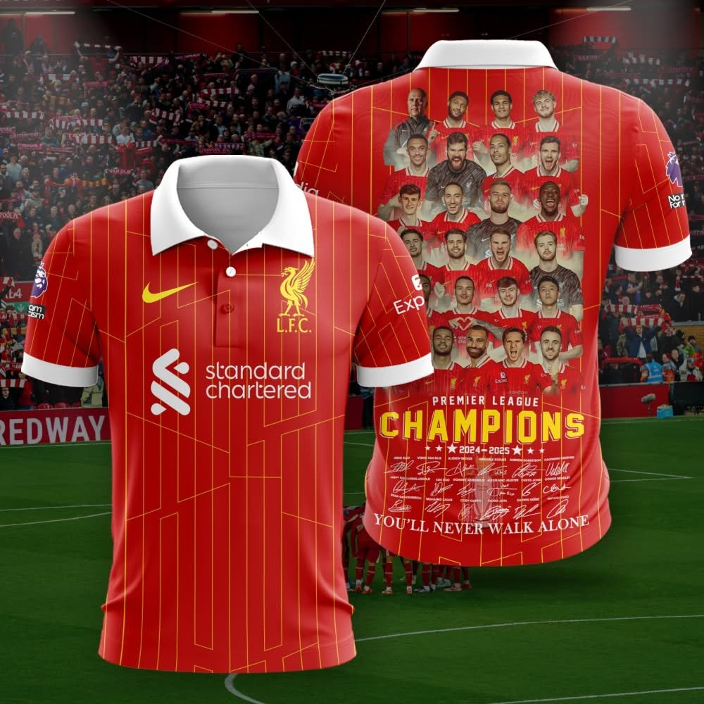 Liverpool Champions Premier League Polo Shirt 2024 25 Liverpool Football Club FC Fan Merch