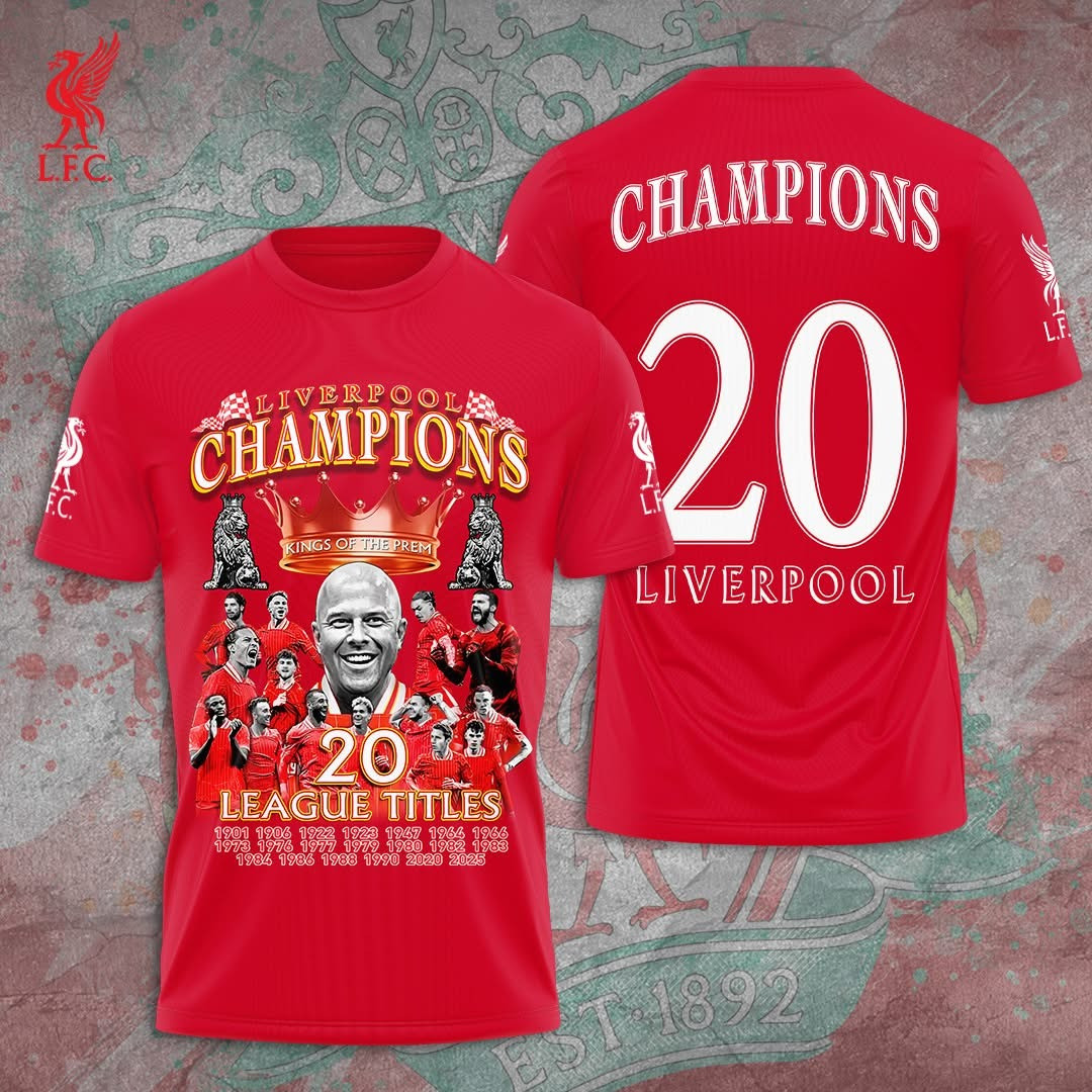 Liverpool Champions Shirt 2024 2025 20 League Titles Liverpool Football F.C Gifts For Dude