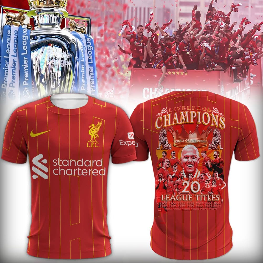 Liverpool Champions Shirt 2024 2025 20 League Titles Liverpool Football FC Fan Merch Gifts