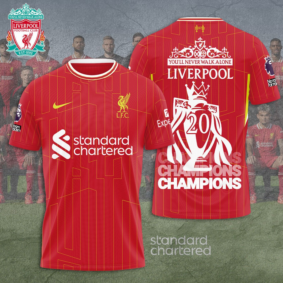 Liverpool F.C 2025 Champions You'll Never Walk Alone T-Shirt Soccer Gifts For Men