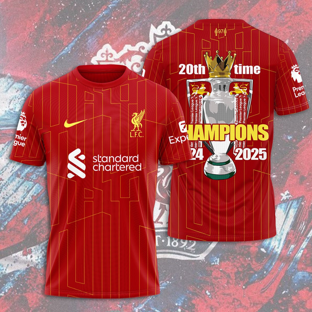 Liverpool F.C 2025 Premier League Champions T-Shirt Cool Gift Ideas For Soccer Lovers