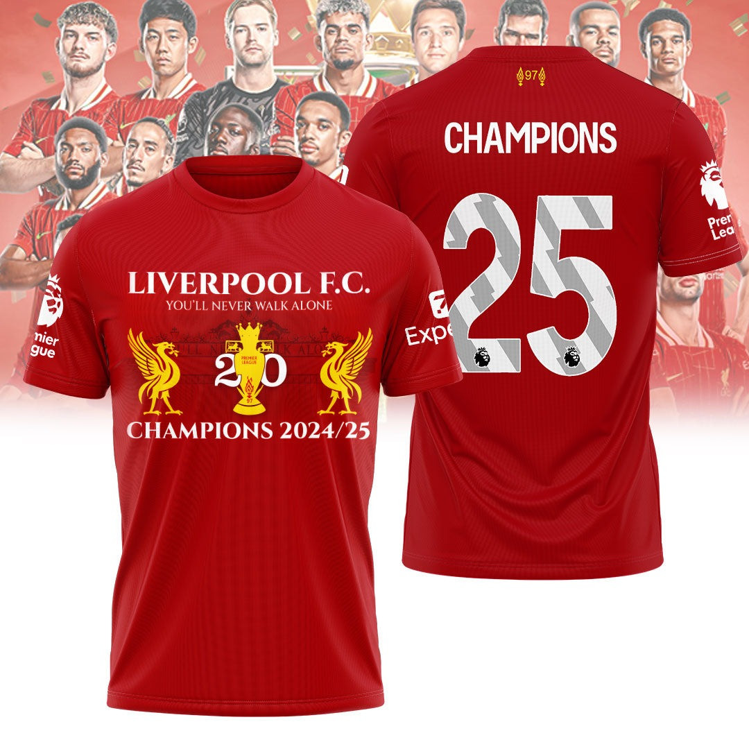 Liverpool F.C 2025 Premier League Champions T-Shirt Unique Gifts For Soccer Lovers