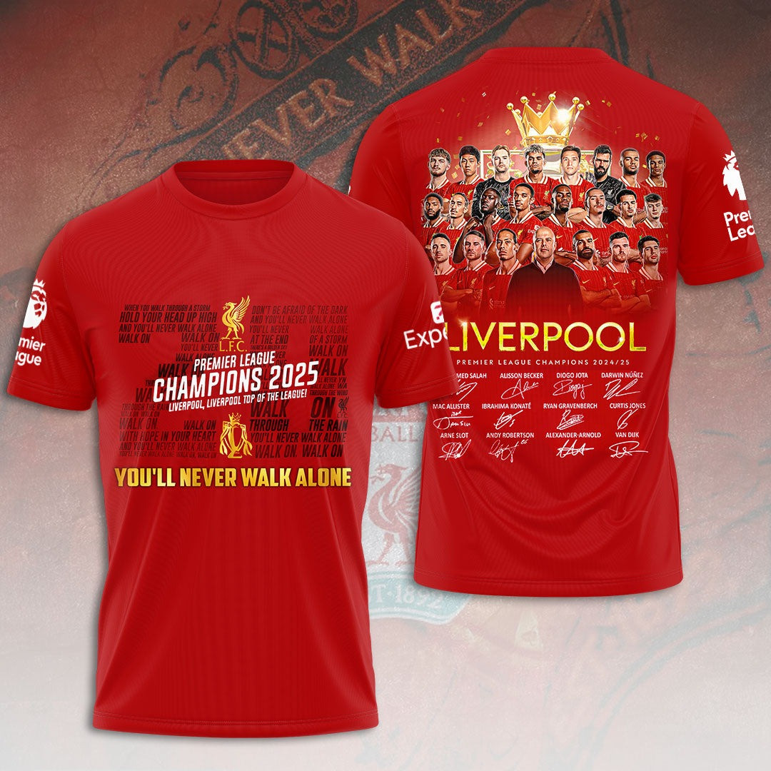 Liverpool F.C 24-2025 League Champions T-Shirt Soccer Best Idea Gifts For Men