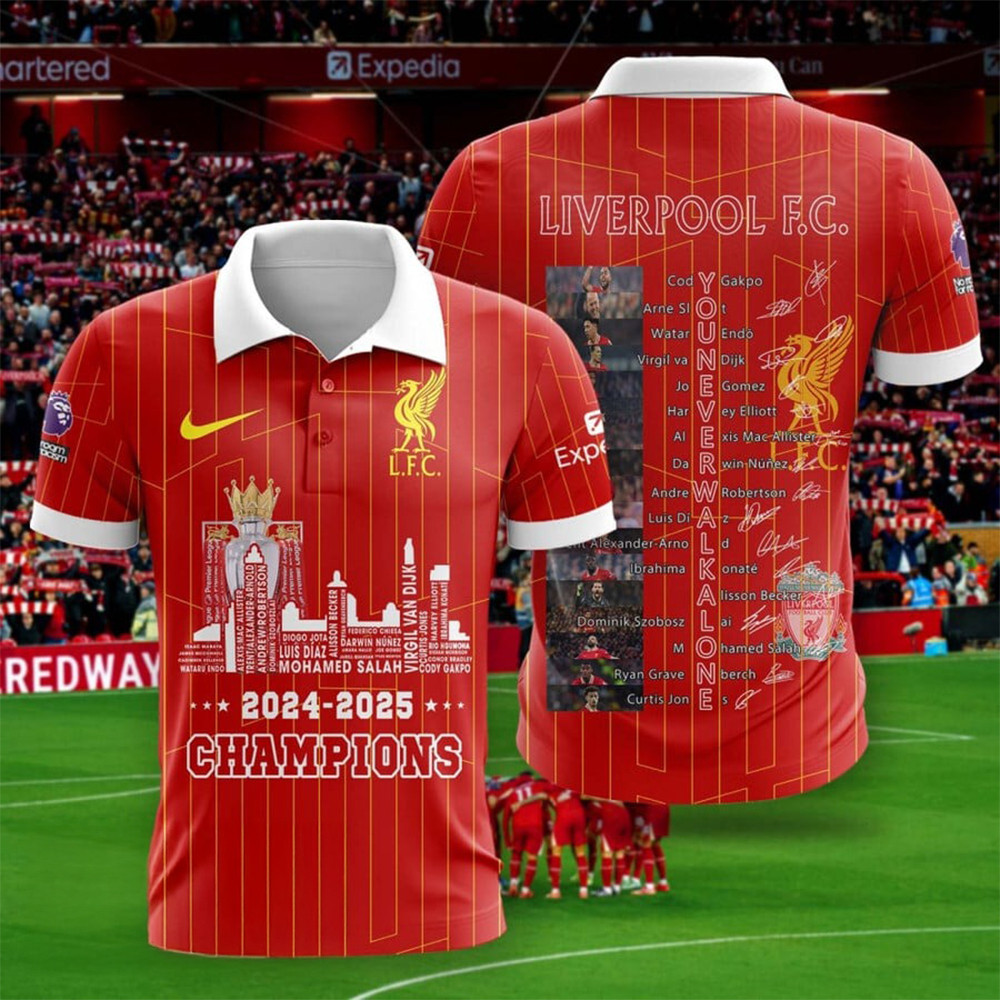 Liverpool F.C Premier League Champions 2025 Polo Shirt 2024-25 L.F.C Liverpool Fan Gear