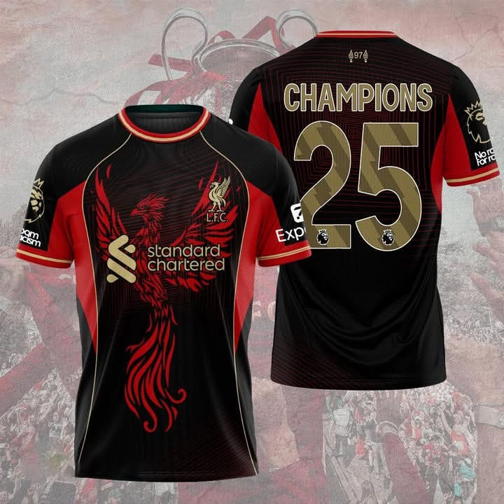 Liverpool F.C. Merch Champions Premier League 2025 Shirt Men's Liverpool L.F.C Fan Apparel
