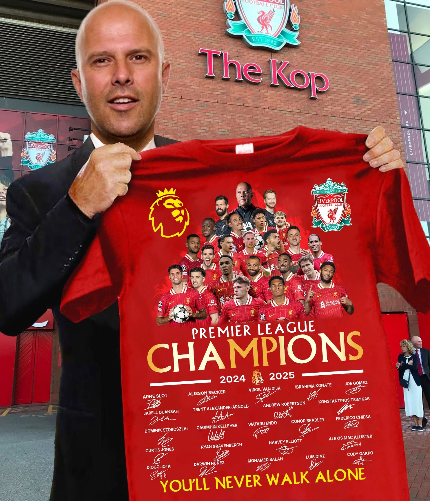 Liverpool F.C. Premier Champions League T-Shirt 2024 25 You Never Walk Alone Fan Gift Items