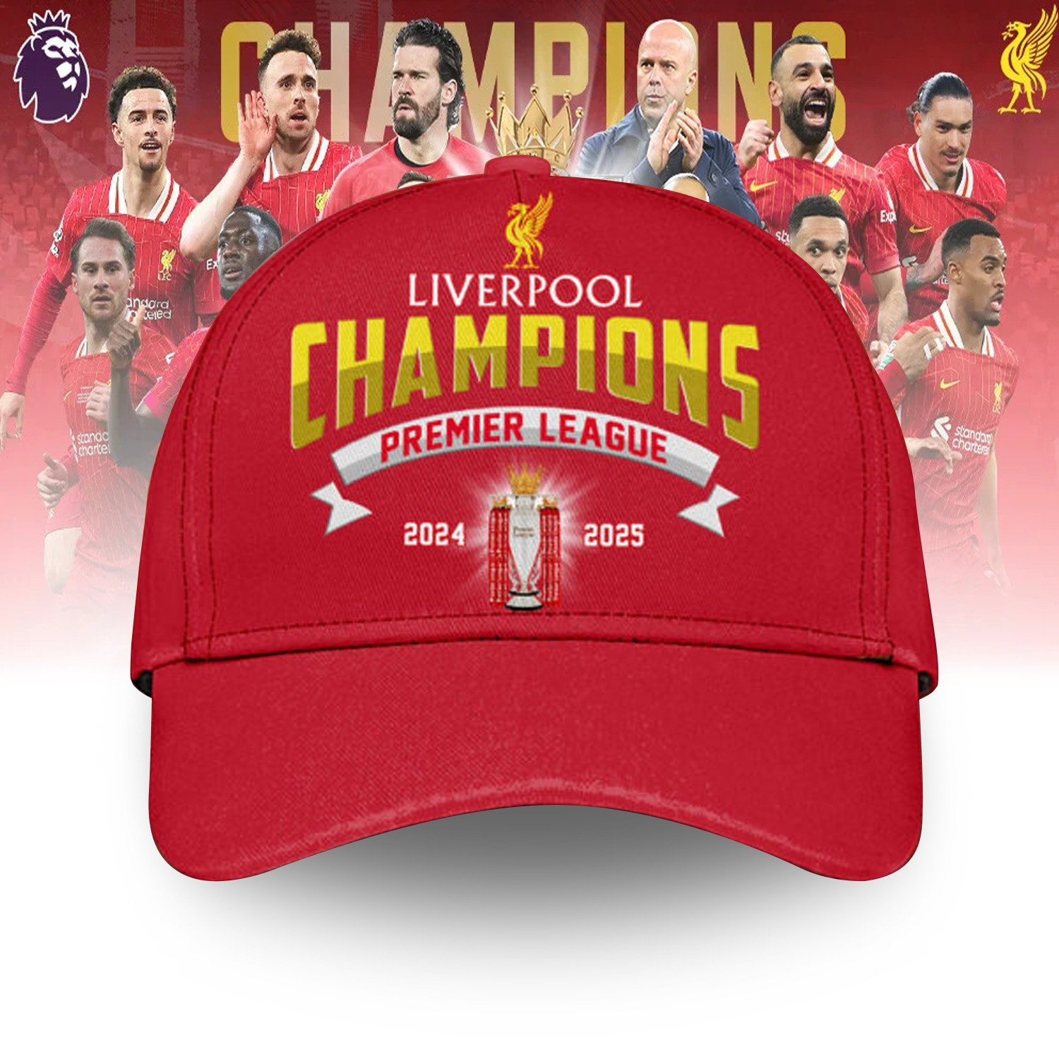 Liverpool F.C. Premier League Champions Hat 2024 2025 L.F.C. Merch Fan Gifts For Him