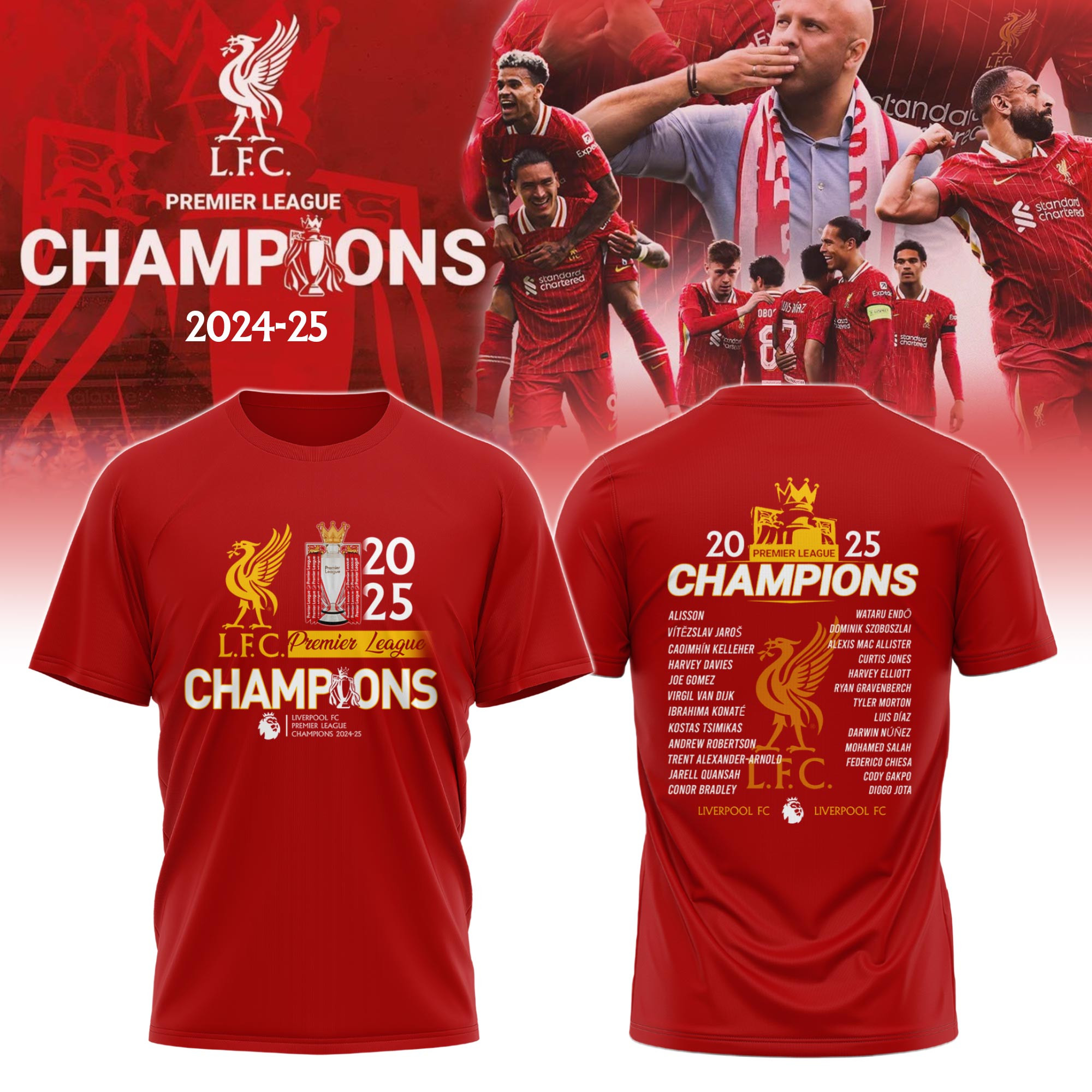 Liverpool FC 2025 Premier League Champions T-Shirt Gifts For Football Fans