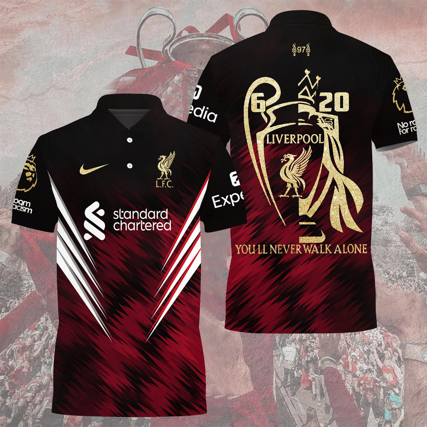 Liverpool Merch Champions Premier League 2025 Polo Shirt Never Walk Alone L.F.C Fan Gifts