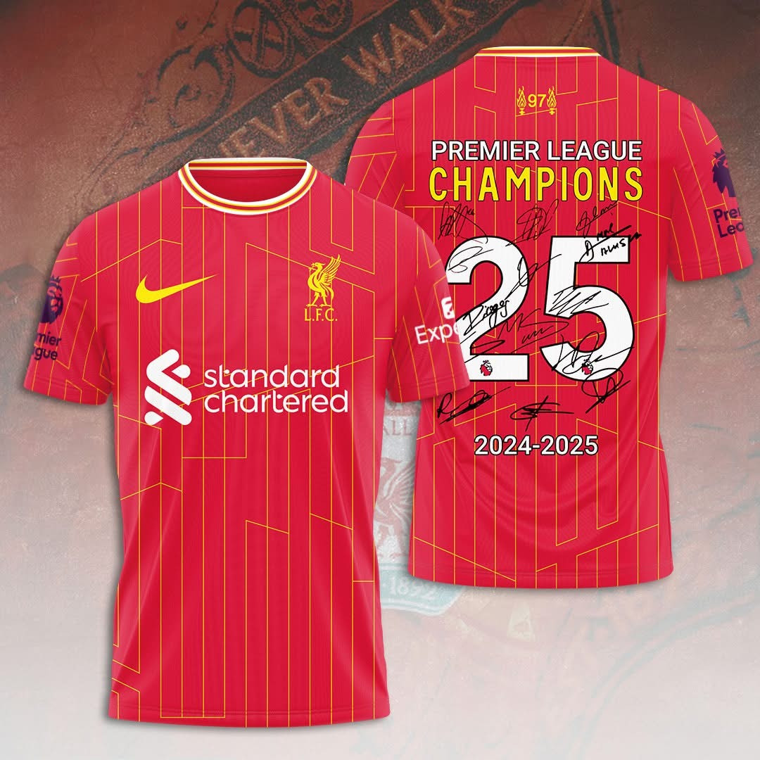 Liverpool Merch Champions Premier League 2025 Shirt Signature Red Liverpool L.F.C Fan Gifts