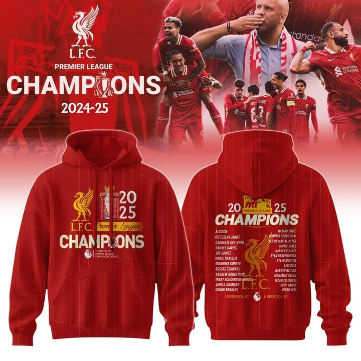 Liverpool Premier League 2024 2025 Champions Hoodie Liverpool Football F.C Merch Gifts