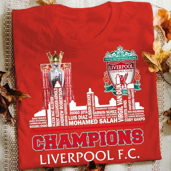Liverpool Premier League 2024 2025 Champions T-Shirt Liverpool Football F.C Apparel Gifts