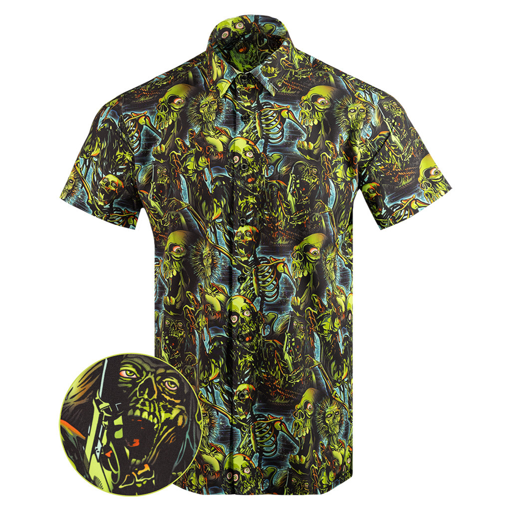 Living Dead Button Down Shirt Tactical Aloha Shirt Present For Husband
