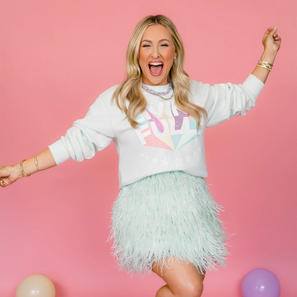 Living Fully Co Merch Living Fully Rainbow Sweatshirt Birthday Gift For Sister