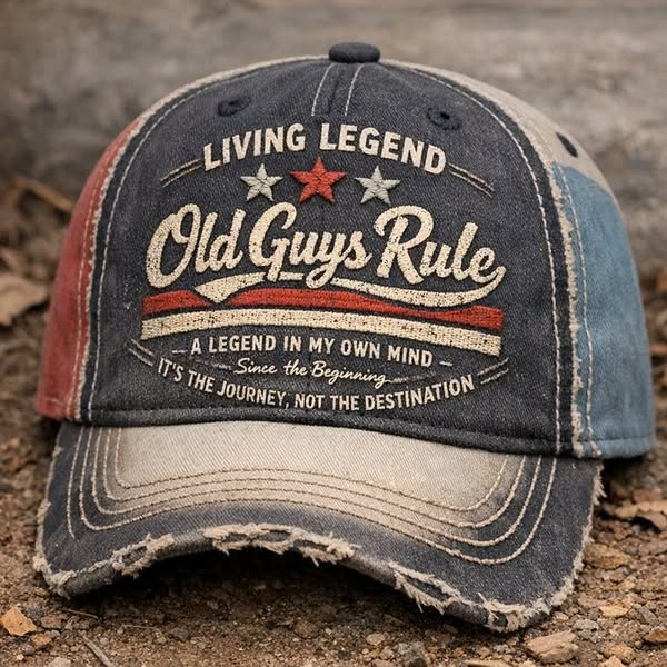Living Legend Old Guys Rule Vintage Distressed Baseball Cap Funny Hat Best Gift For Dad