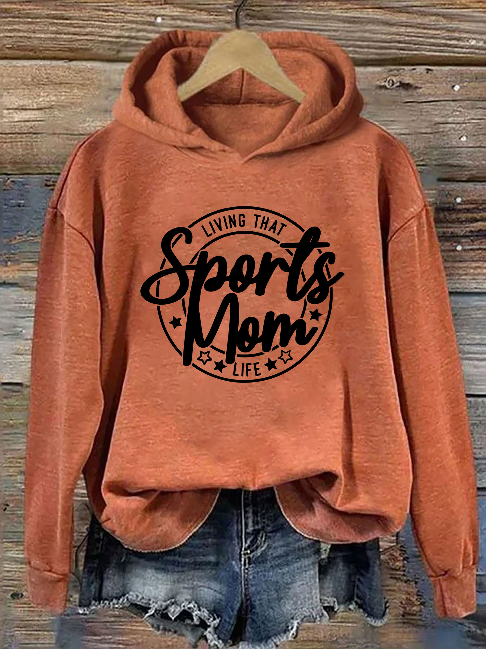 Living That Sports Mom Life Hoodie Funny Hooded Sweatshirt Adult Humor Gifts