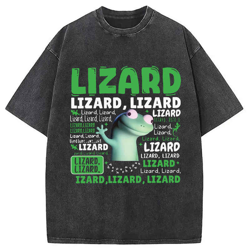 Lizard Lizard Lizard Tiktok Viral Meme Washed T-Shirt Retro Streetwear Graphic Top Gifts For Him
