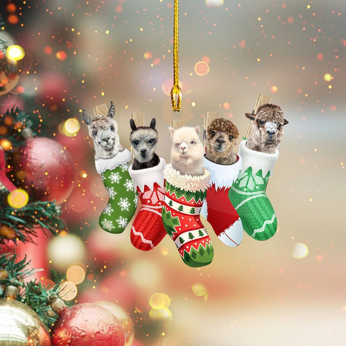 Llama In Christmas Sock Ornament Funny Animal Llama Christmas Ornament Decoration Ideas 2024