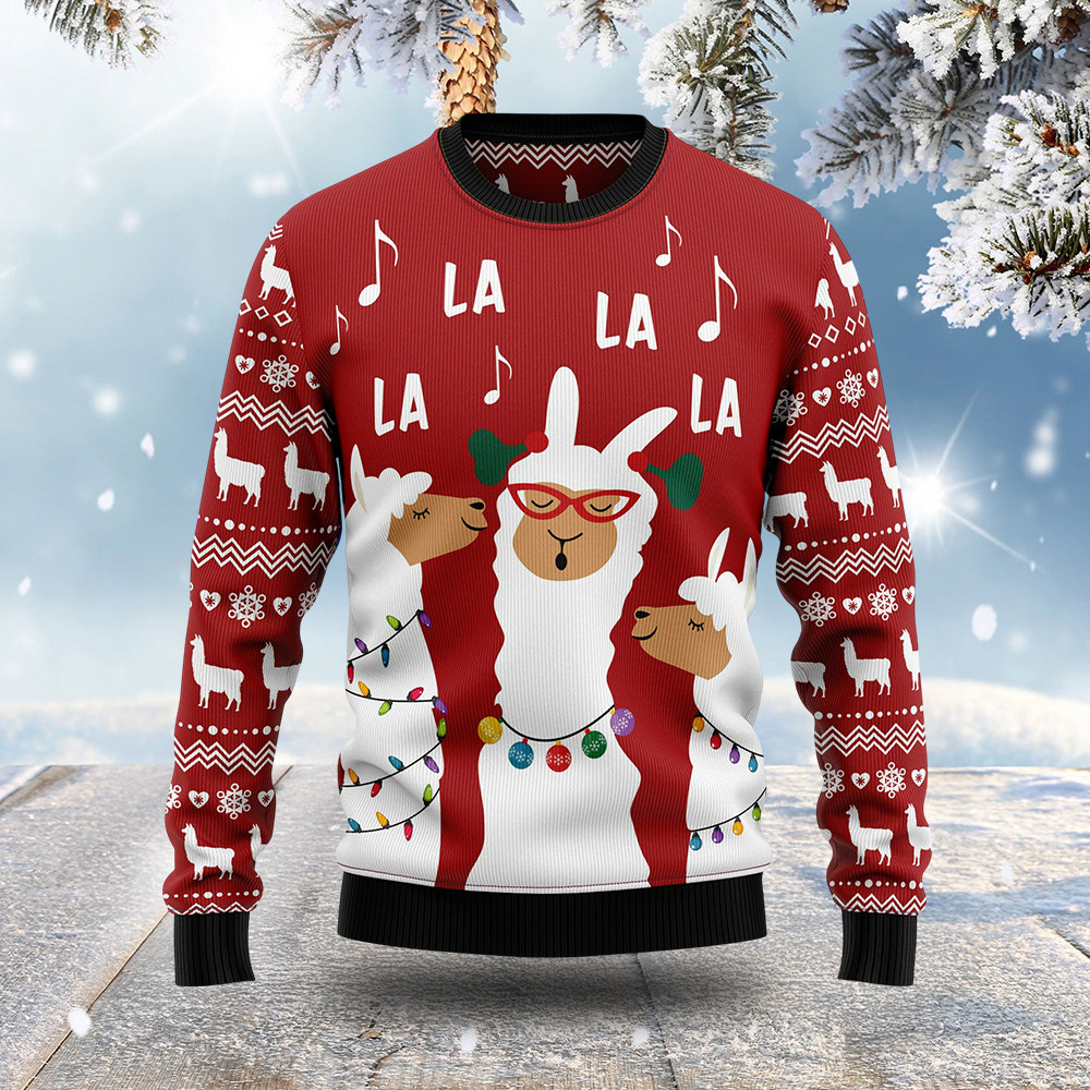 Llama La La La Ugly Christmas Sweater Winter Apparel Xmas Gifts For Llama Owners