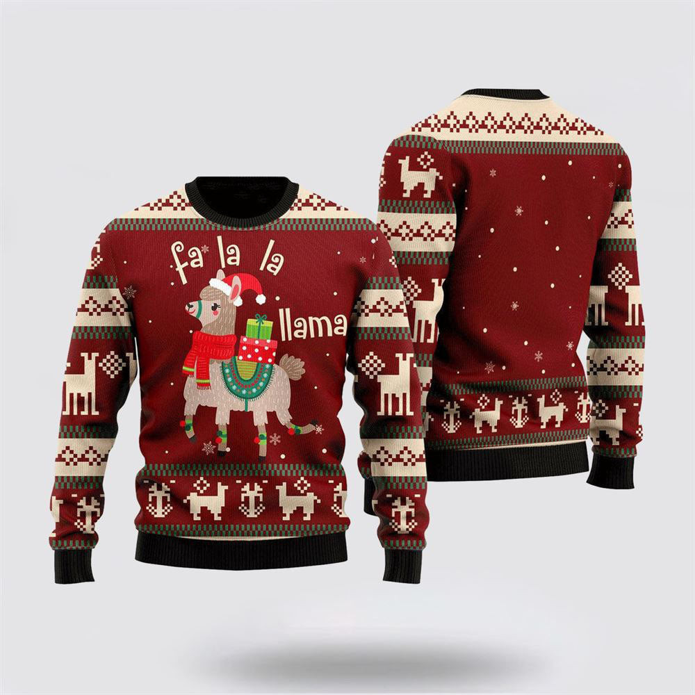Llama Lalala Chritmas Pattern Ugly Christmas Sweater Unique Christmas Gifts For Family