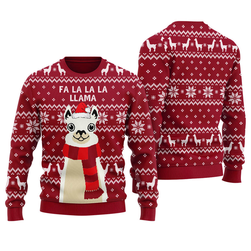Llama Red Ugly Christmas Sweater Stylish Winter Sweatshirt for Everyday Wear