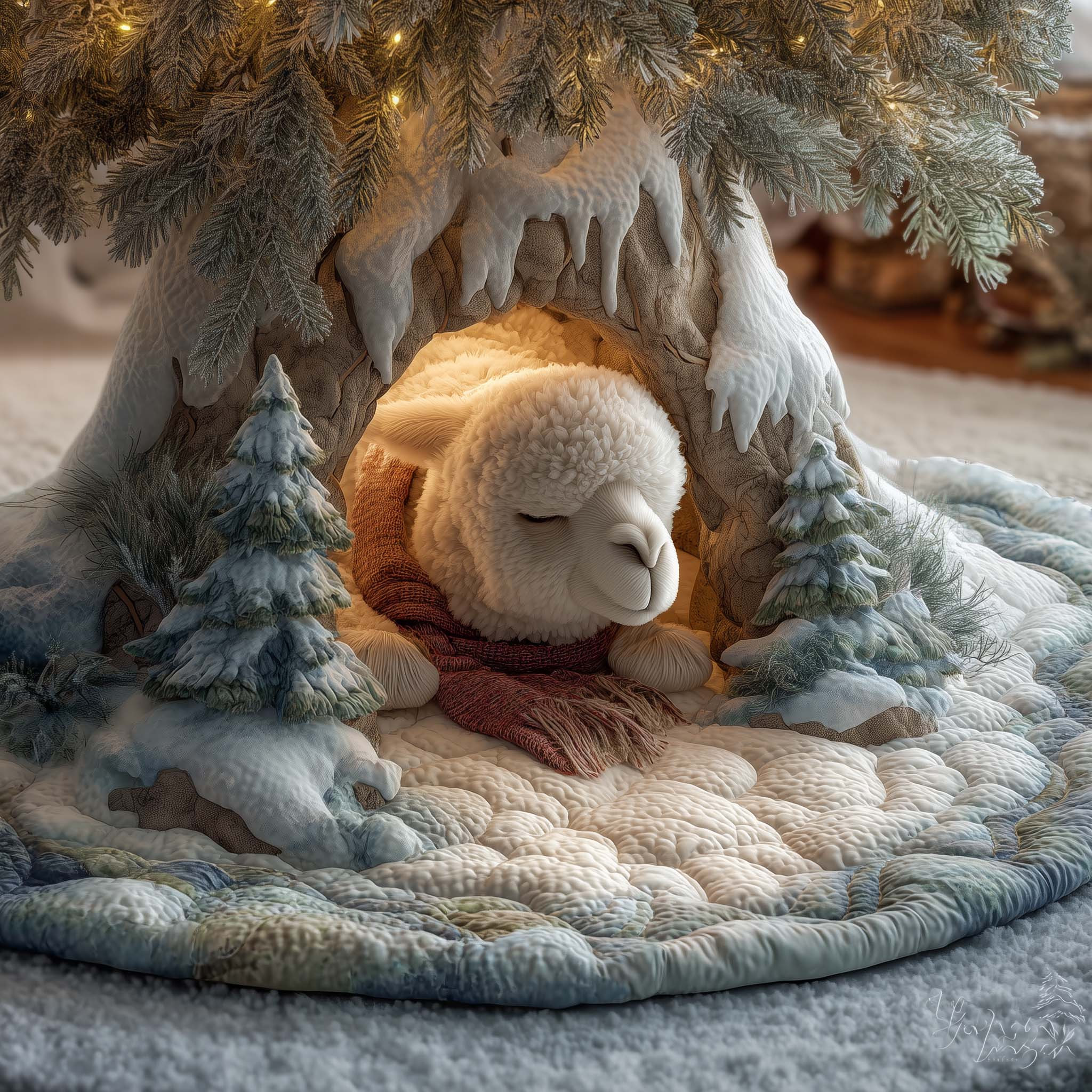 Llama Warm Woolie Quilted Tree Skirt Seasonal Home Decorations Christmas Gifts For Her