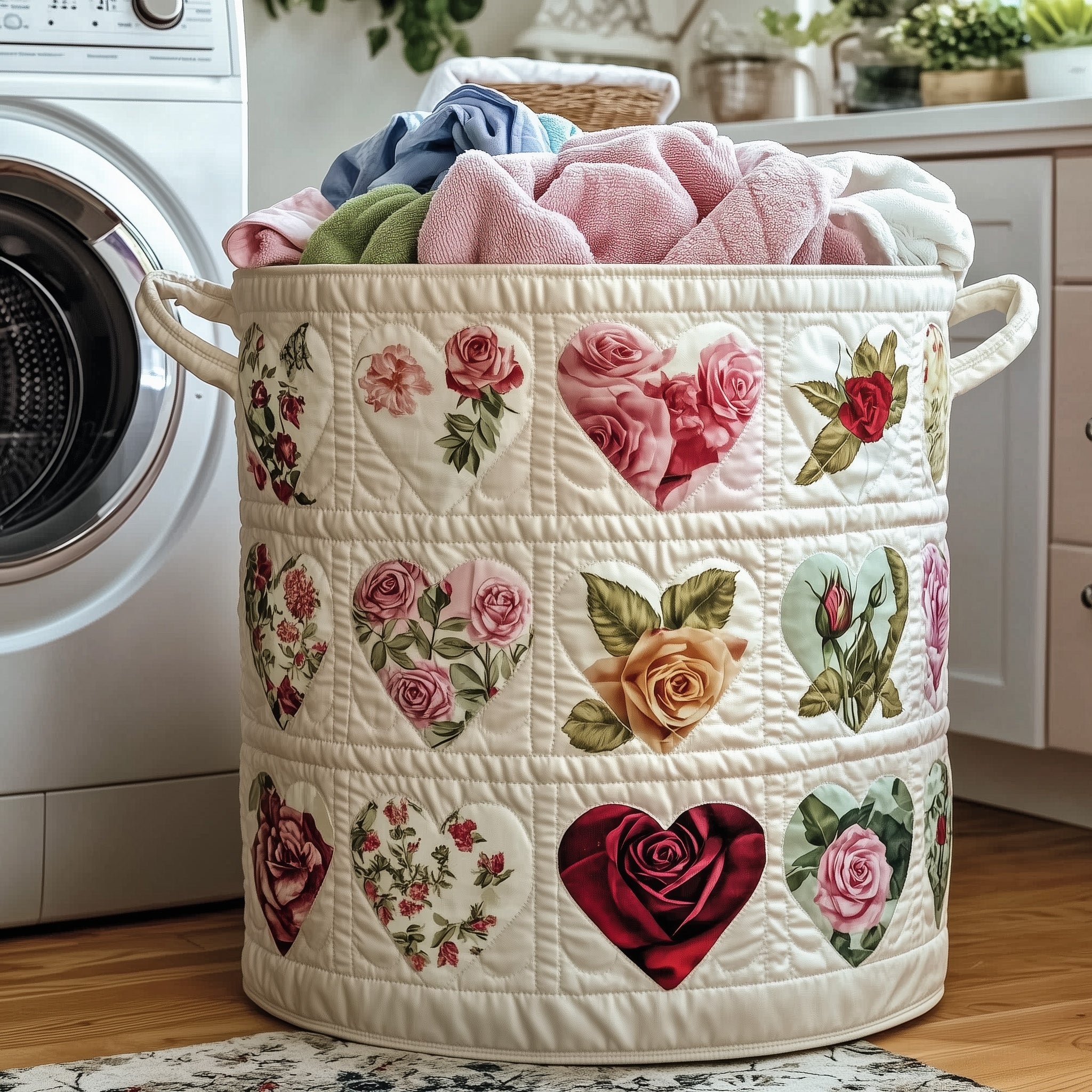 Loads of Love Quilted Laundry Basket Christmas Gifts For Flower Lovers