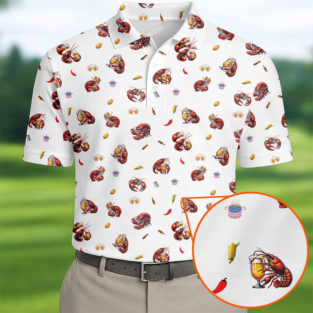 Lobster And Beer Golf Polo Shirt Funny Golf Attire Father's Day Gift For Him
