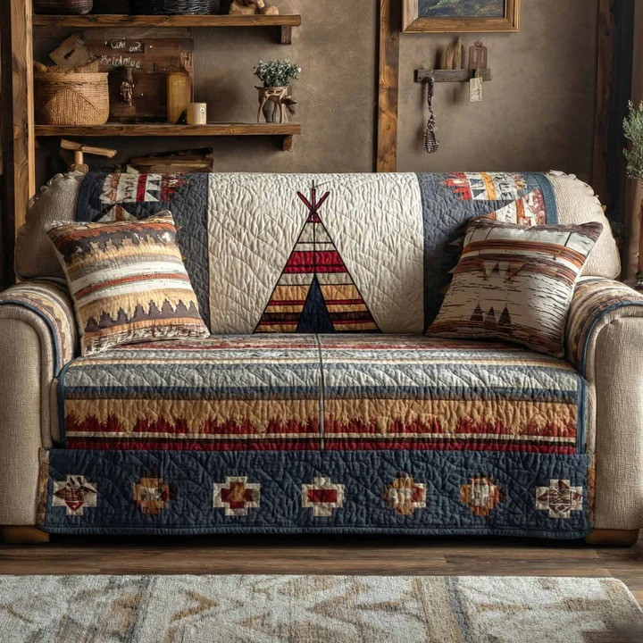 Lodge Weave Quilted Sofa Cover Rustic Tribal Furniture Protector Best Home Decor Gift Ideas