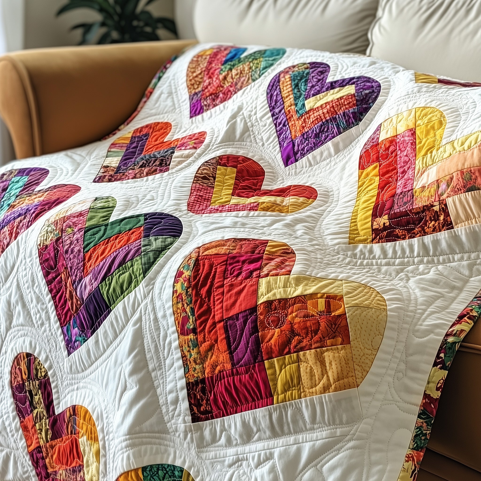 Log Cabin Heart Quilted Blanket Cute Soft BlanketBest Christmas Presents For Sister In Law