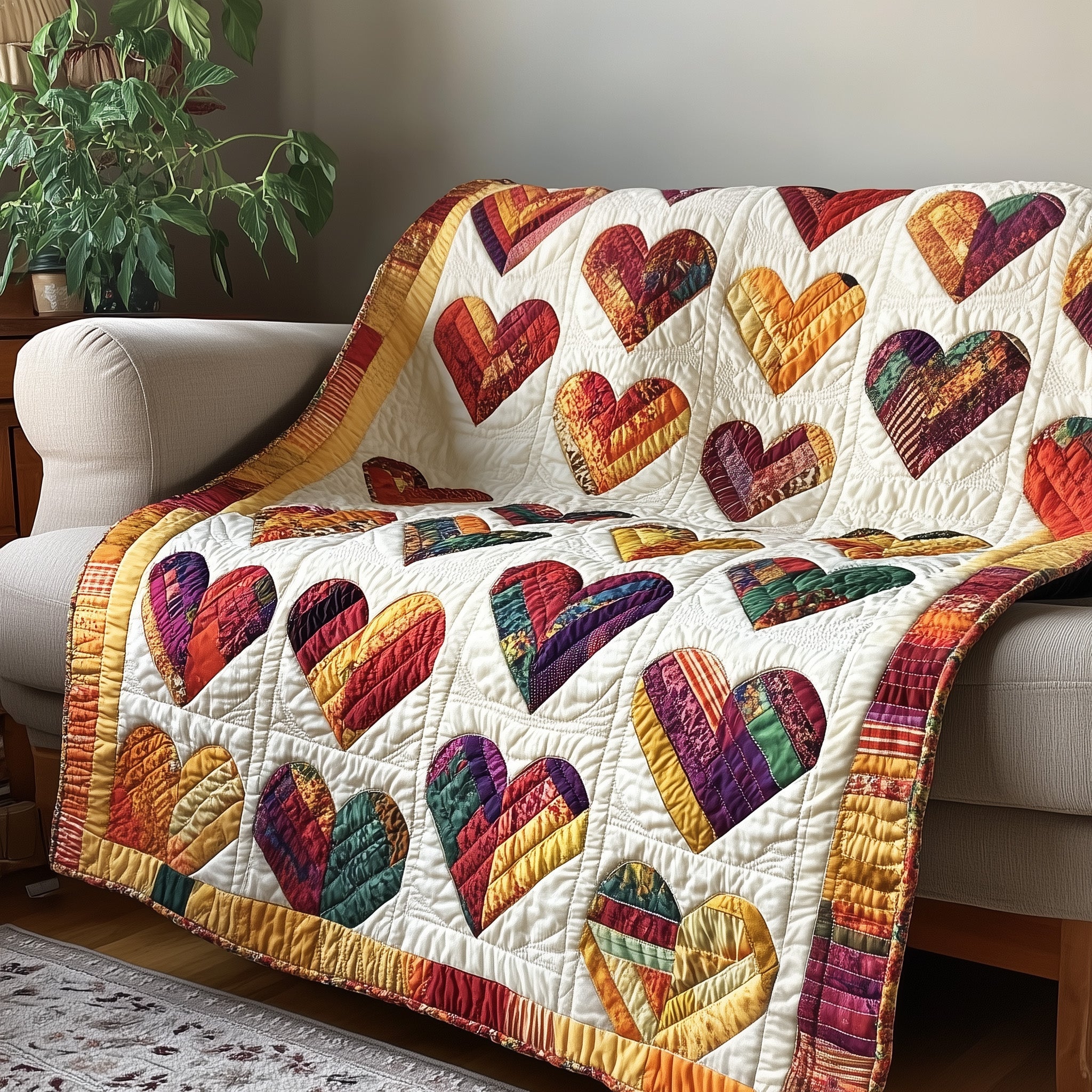 Log Cabin Heart Quilted Blanket Cute Soft BlanketBest Gift For Sister In Law For Christmas