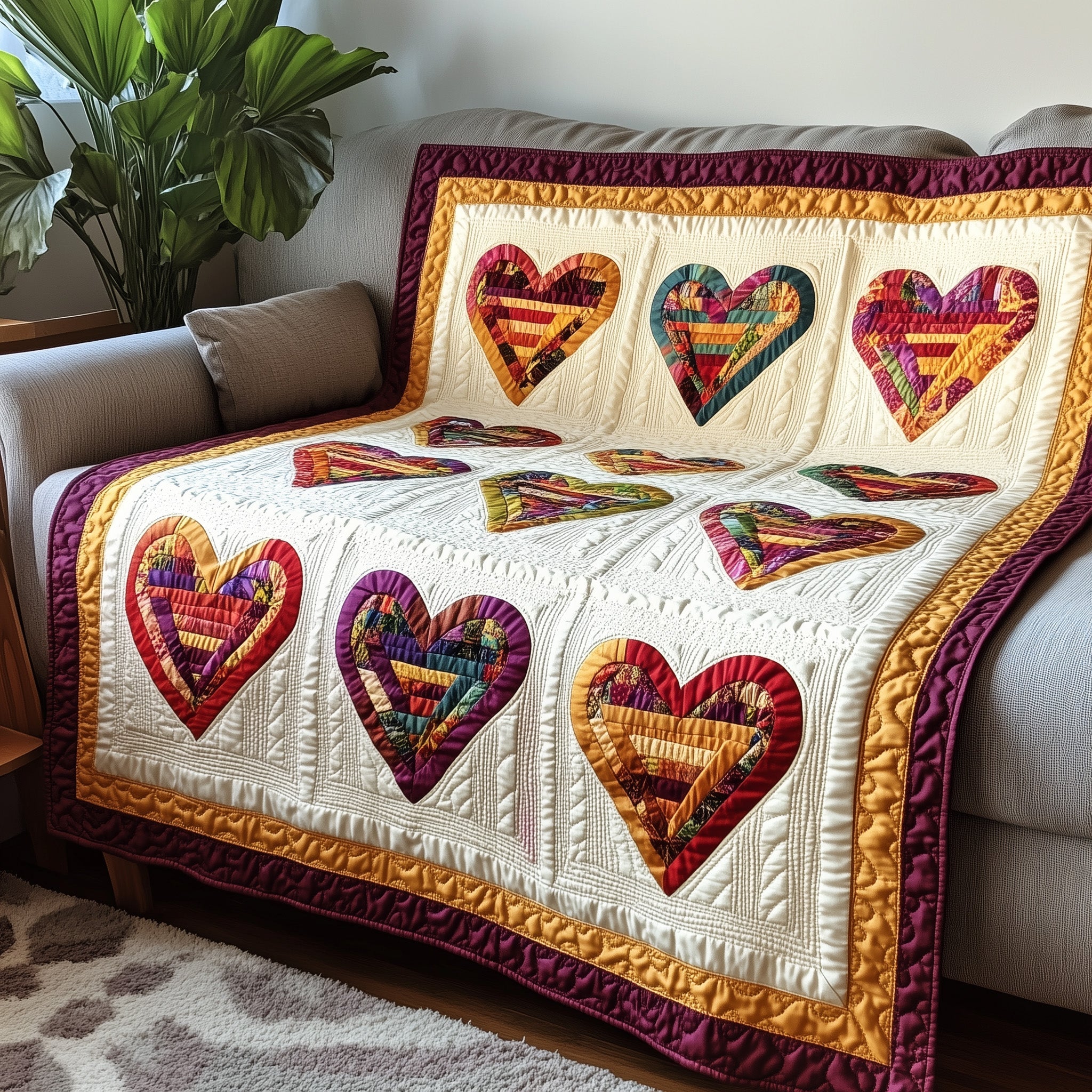 Log Cabin Heart Quilted Blanket Cute Soft BlanketChristmas Family Basket Ideas