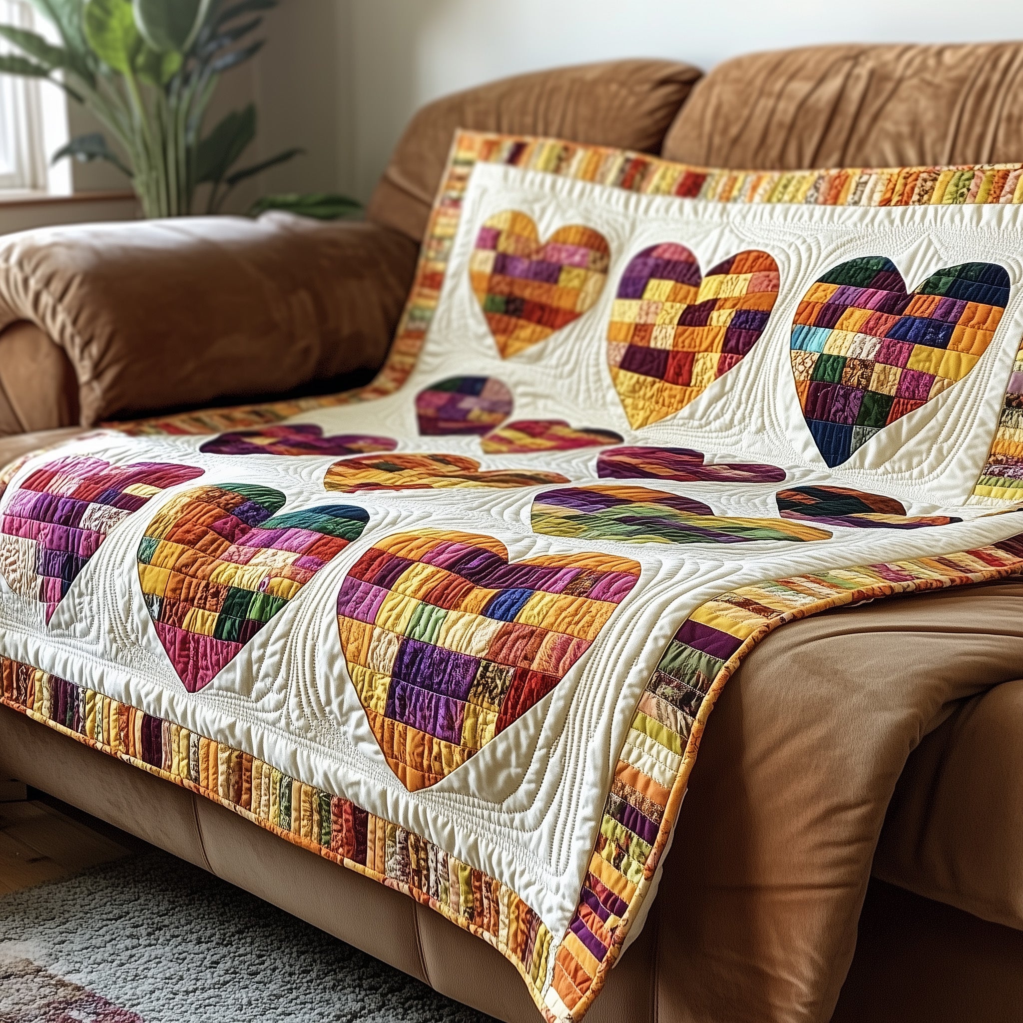 Log Cabin Heart Quilted Blanket Cute Soft BlanketChristmas Present Ideas For Grandchildren