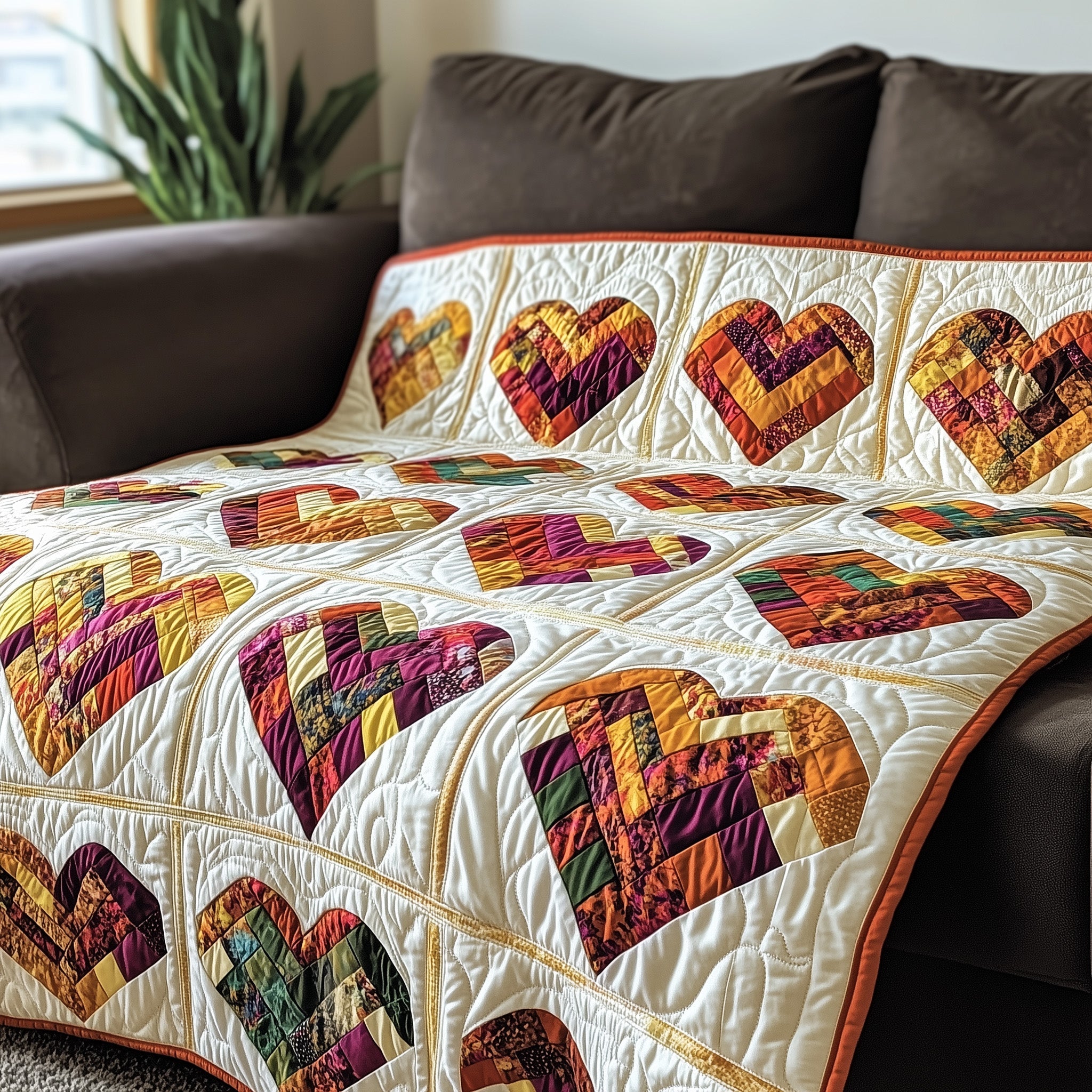 Log Cabin Heart Quilted Blanket Cute Soft BlanketGreat Christmas Gifts For Sister In Law