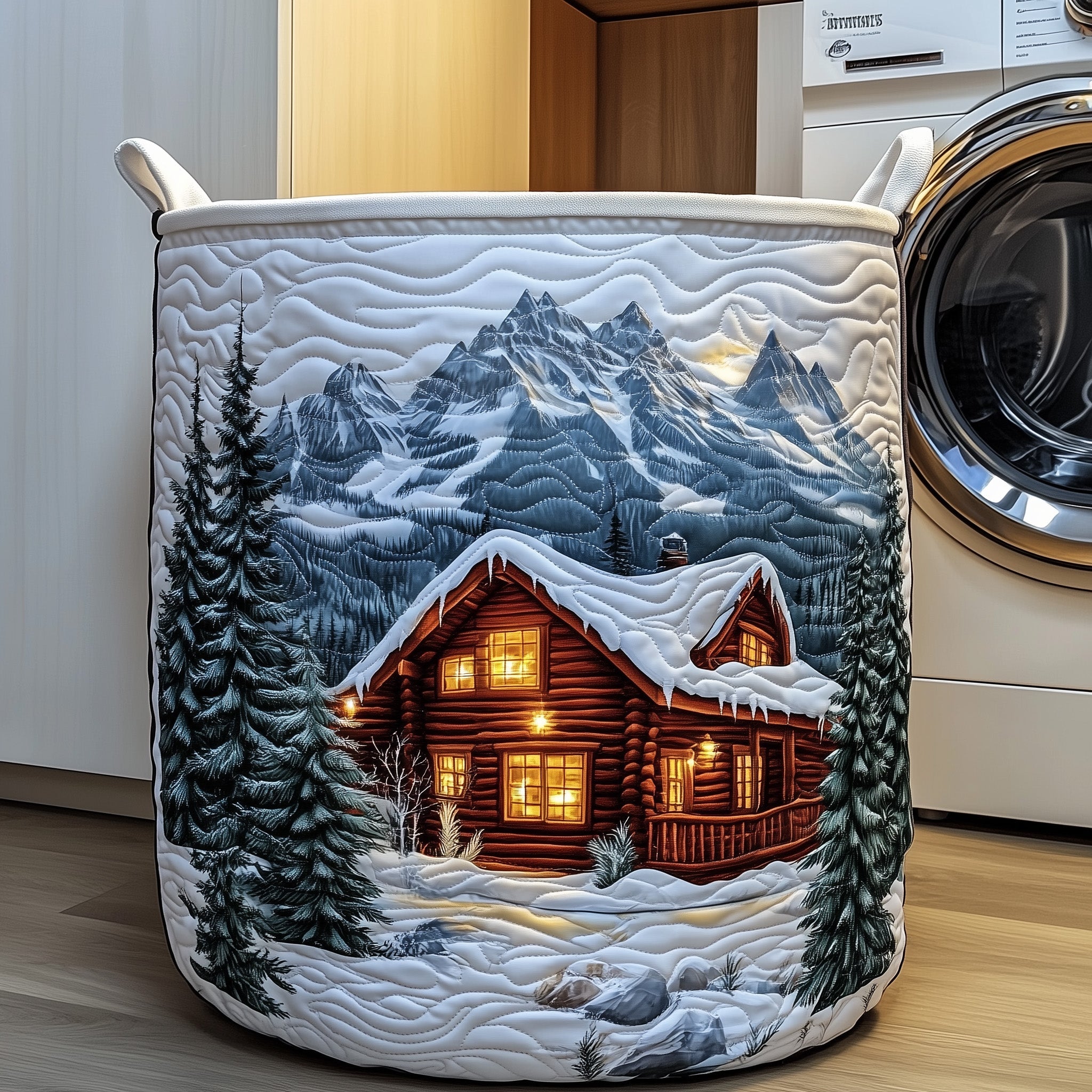 Log Cabin Quilted Laundry Basket Family Gift Basket Christmas