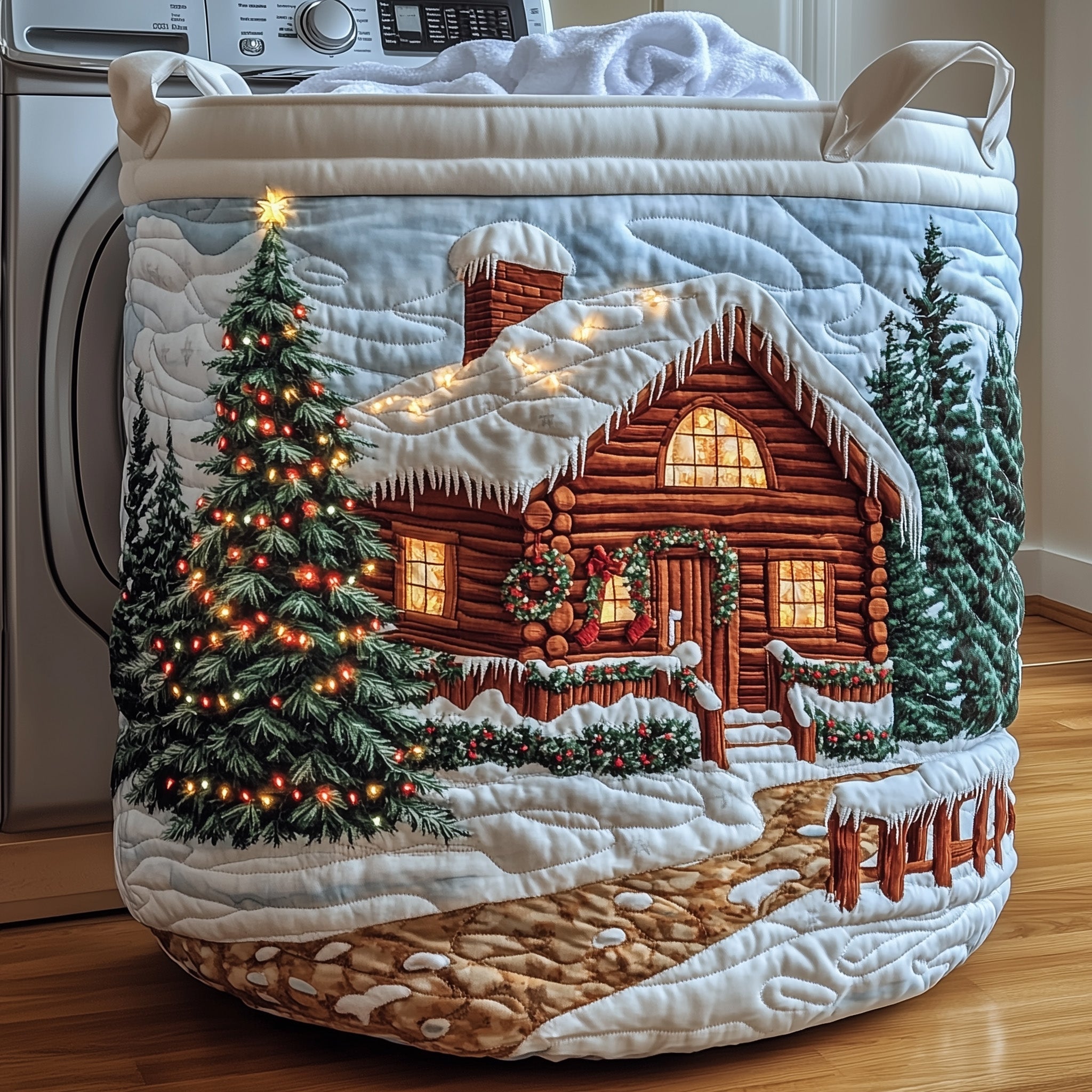 Log Cabin Quilted Laundry Basket Good Family Christmas Presents