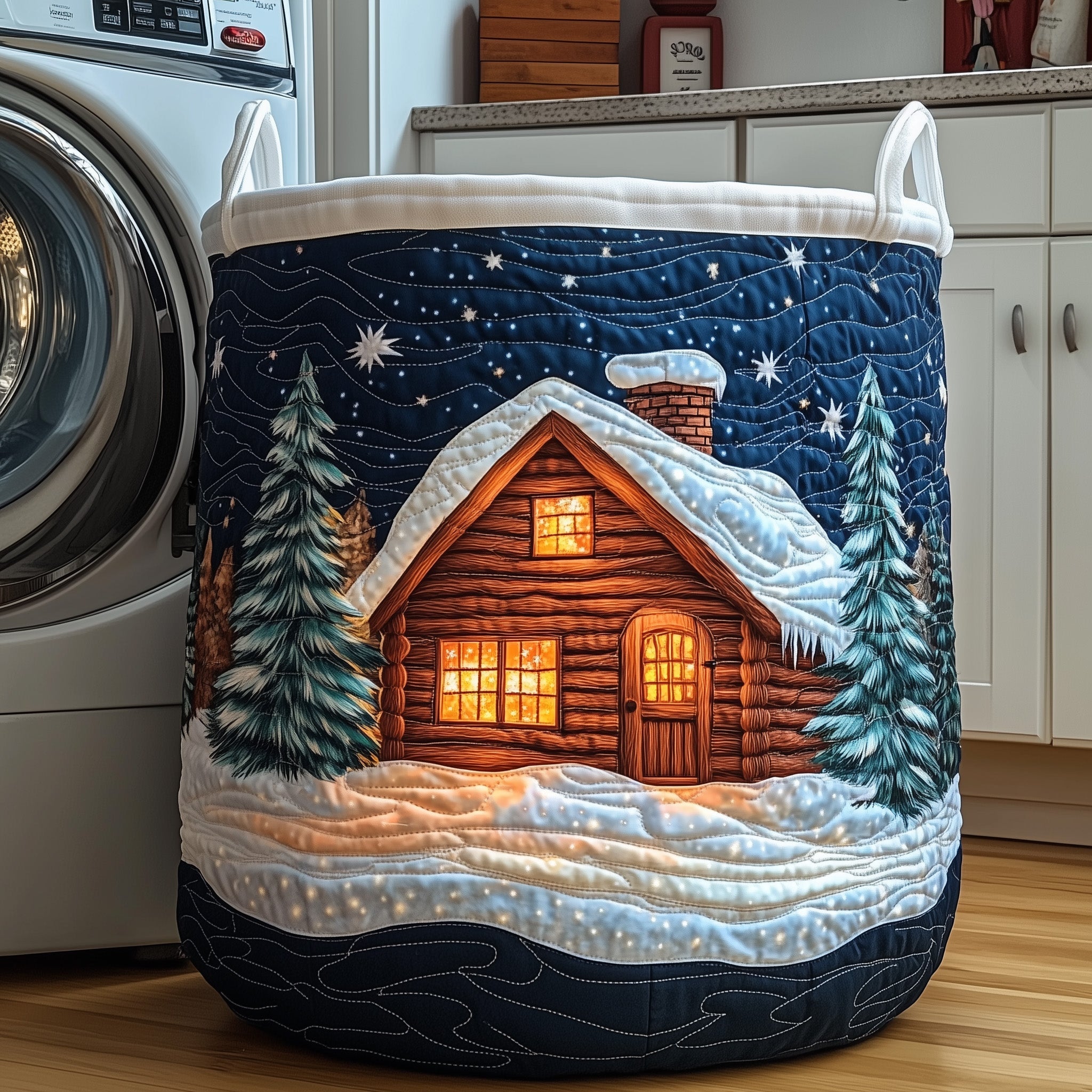 Log Cabin Quilted Laundry Basket Xmas Gifts For Family