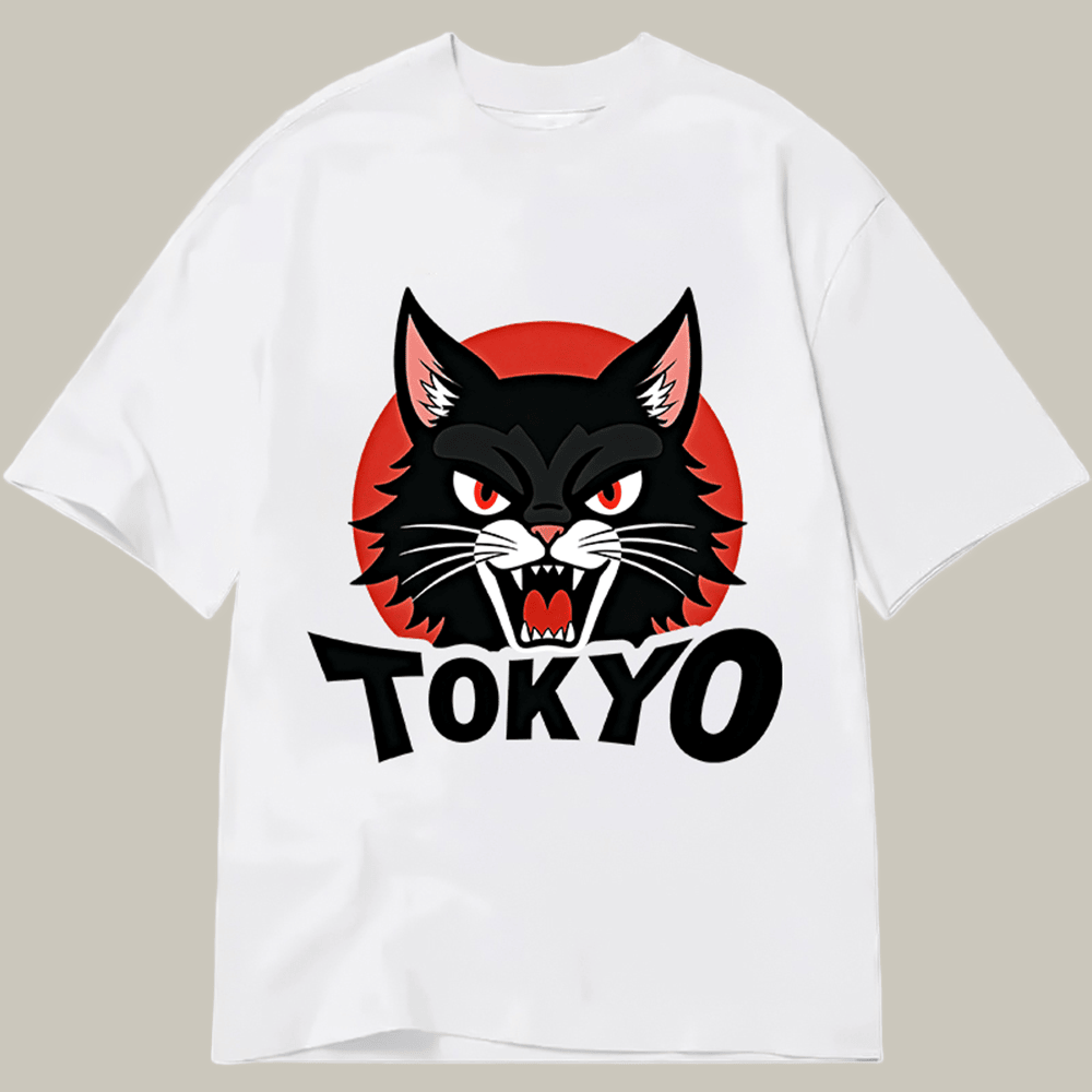 Logo Black Cat Classic T-Shirt Meme Merch Kawaii Cat Shirts Casual Wear Cat Gifts For Xmas