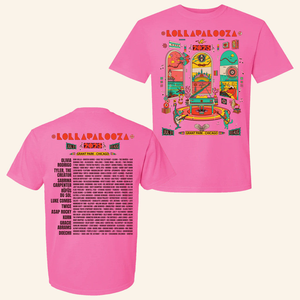 Lollapalooza Band Merch 2025 Poster T-Shirt Gifts For Her Lollapalooza Band Merch 2025 Poster T-Shirt Gifts For Her
