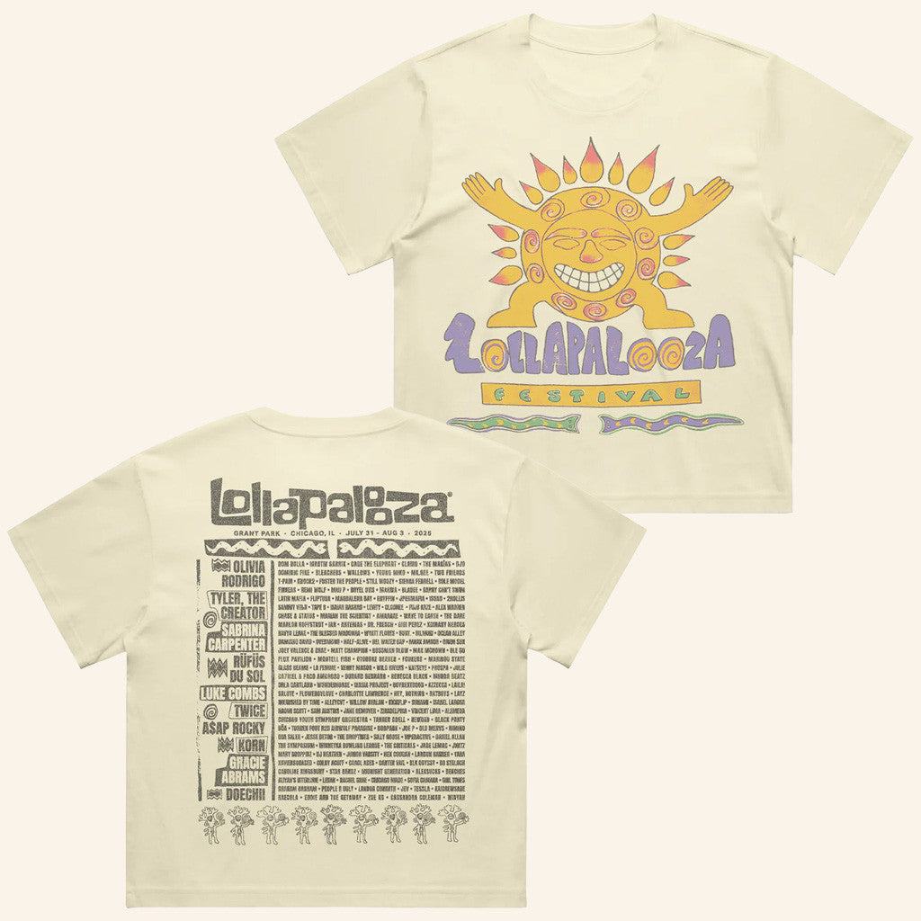Lollapalooza Band Merch Sunburst T-Shirt Gifts For Best Friends