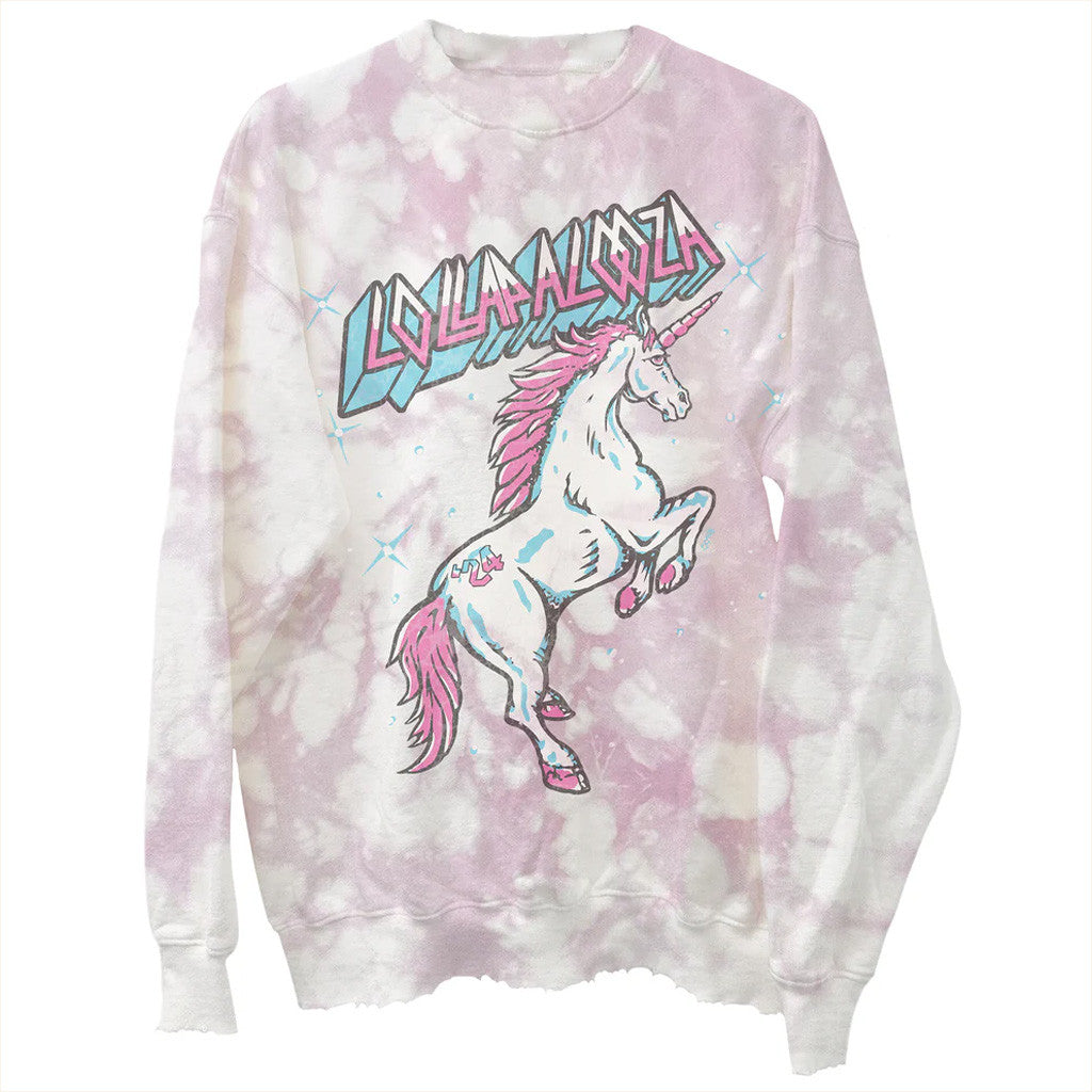 Lollapalooza Band Merch Unicorn Tie Dye Crewneck Sweatshirt Gifts For Wife Lollapalooza Band Merch Unicorn Tie Dye Crewneck Sweatshirt Gifts For Wife