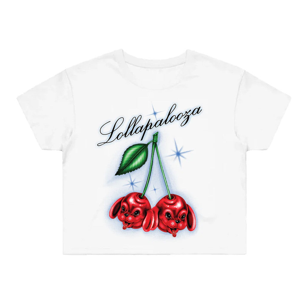 Lollapalooza Band Merch Women's Cherry Dog Cropped T-Shirt Gifts For Wife Lollapalooza Band Merch Women's Cherry Dog Cropped T-Shirt Gifts For Wife