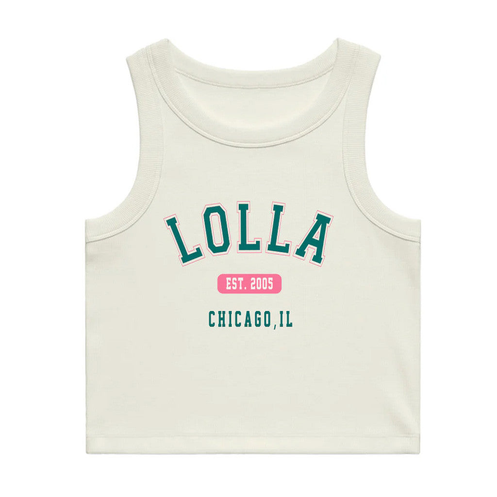 Lollapalooza Band Merch Women's Lolla Collegiate Cropped Tank Gifts For Her Lollapalooza Band Merch Women's Lolla Collegiate Cropped Tank Gifts For Her