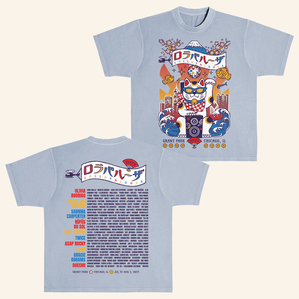 Lollapalooza Merch 2025 Artist Lucky Cat T-Shirt Gift Ideas For Friends Lollapalooza Merch 2025 Artist Lucky Cat T-Shirt Gift Ideas For Friends