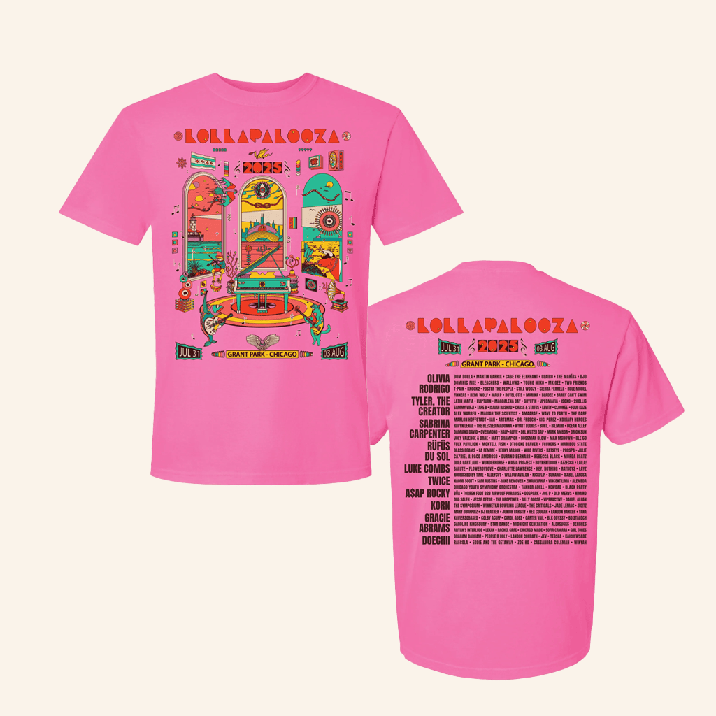 Lollapalooza Merch 2025 Poster T-Shirt Gifts For Wife Lollapalooza Merch 2025 Poster T-Shirt Gifts For Wife