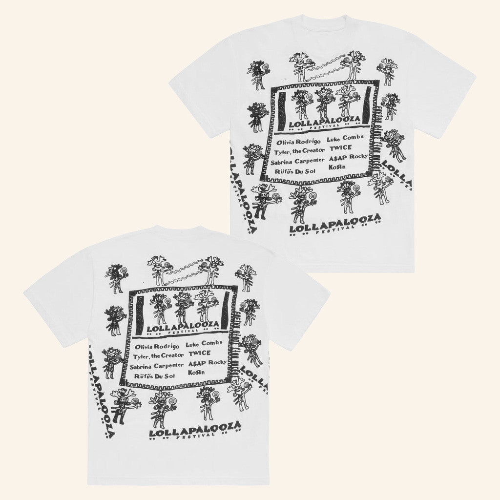 Lollapalooza Merch Artist 2025 Lollapalooza x Cactus Plant Flea Market White T-Shirt Lollapalooza Merch Artist 2025 Lollapalooza x Cactus Plant Flea Market White T-Shirt