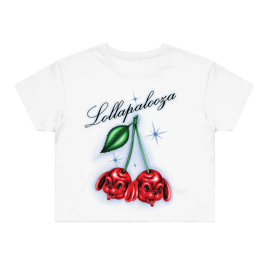 Lollapalooza Merch Artist 2025 Women's Cherry Dog Cropped T-Shirt Best Gifts For Wife